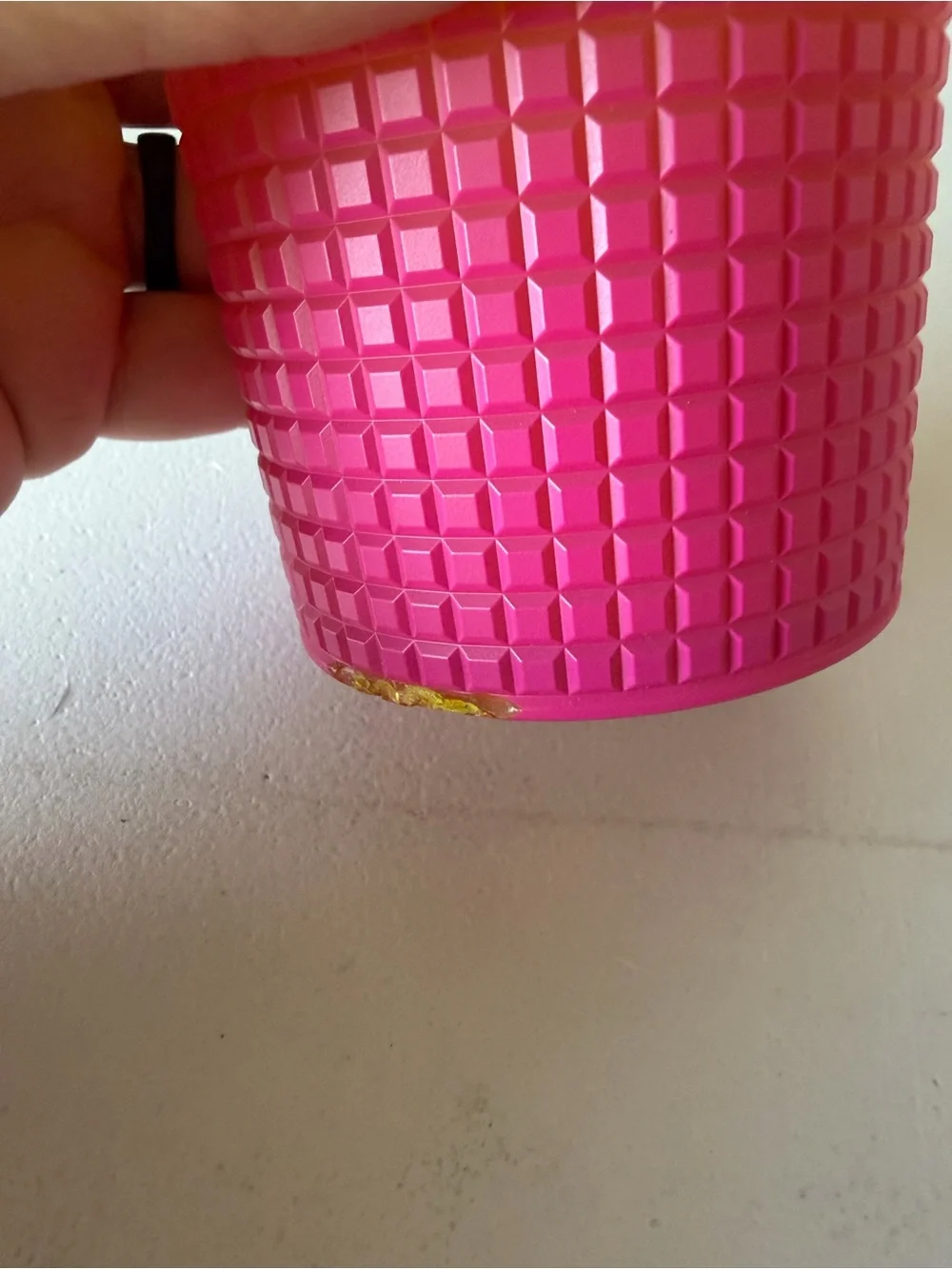 Starbucks Cold Cup Tumbler Pink Yellow Ombre Grid